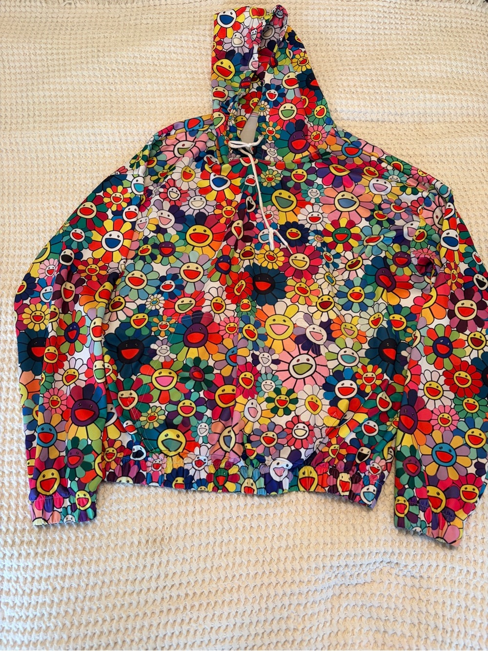 Takashi Murakami inspired Multicolor Smiley Flower Hoodie Jacket unisex size XXL